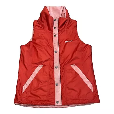 Marmot Reversible Orange Herringbone Snap-Front Vest Medium Women's Outdoor • $27.99