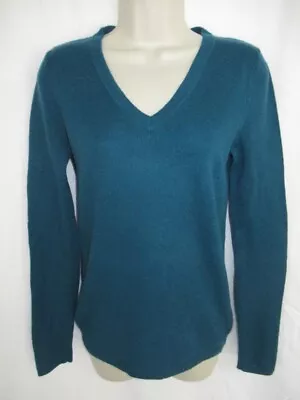 Olivia & Grace 100% Cashmere Blue V-neck Sweater Size S May Fit XS • $15.95