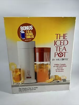 New Vintage Mr Coffee The Iced Tea Maker Pot -Red Pitcher - 2QT  2 Bonus Tumbler • $59.99