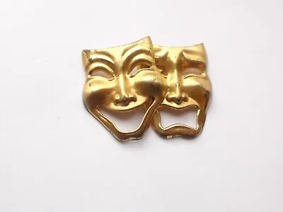 £34.99 • Buy Vintage Beau Sterling Gold Plated Comedy Tragedy Theatre Masks Faces Brooch