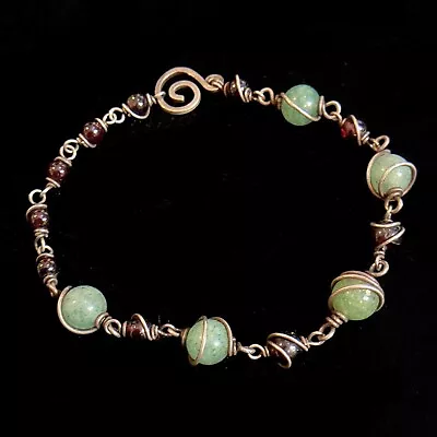 Green Aventurine & Miracle Bead Healing Wire Wrapped Chakra Bracelet • $19