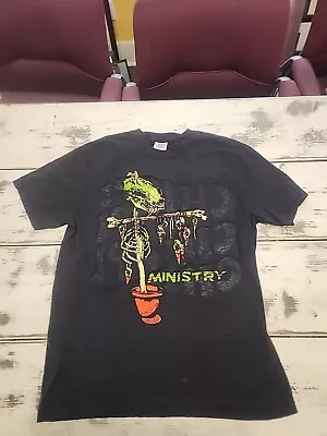 Vintage 90s Ministry Scarecrow Pushead Art Graphic Metal Band T Shirt Black L  • $150