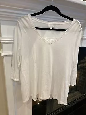 J. Jill White Knit Top With Back Pleat & Eyelet Lace Insert MSRP $69 XL Petite • $12