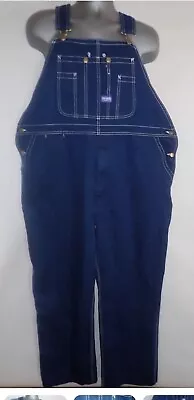 Big Smith Bib Overalls Mens 46 X 32 Blue Cotton Denim Jean Carpenter Classic • $39.99