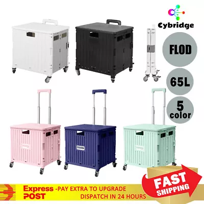 Folding Shopping Trolley Cart Portable Grocery Basket Rolling Wheel With Cover • $85.85