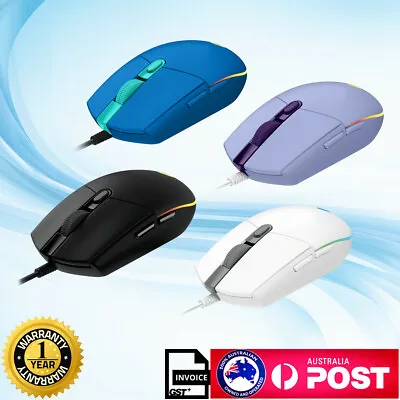 Logitech G102 G203 LIGHTSYNC Gaming Mouse 8000DPI Black White Blue Purple • $23.50