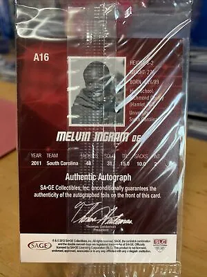 2012 Sage Hit Auto X Two Melvin Ingram/Michael Smith Sealed Chargers/Dolphins • $4