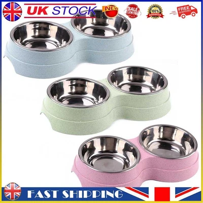 £6.07 • Buy Stainless Steel Double Bowl Pet Dog Feeding Water Bowl Cat Puppy Food Water Dish