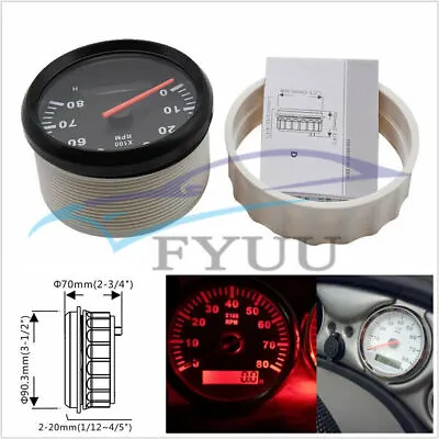 Waterproof 12/24V 85mm LCD Car Marine Tachometer Engine Tacho Gauge 0-8000 RPM • $37.31