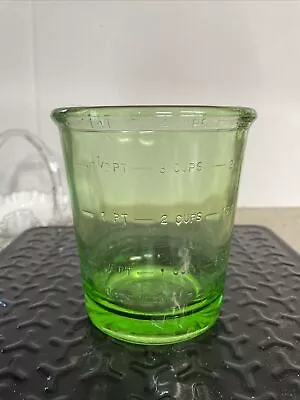 Large Uranium Glass D&B 4 Cup Measuring Cup Depression Vaseline Glass 1930’s • $40