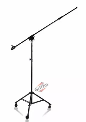 Studio Microphone Stand On Wheels Tall Overhead Boom Arm Mic Mount Stage Holder • $75.95