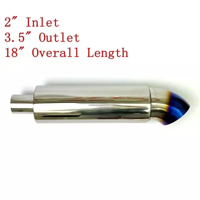 2  Inlet 3.5  Outlet Curly Burnt Blue Tip Exhaust Muffler Cannon 450mm Length • $76.99