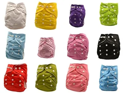 $9.95 • Buy New Reusable Pocket Solid Plain Colors Cloth Nappies Diapers Bulk Nappy Diaper 