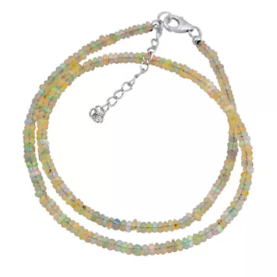 25.00cts Natural Multicolor Ethiopian Opal 925 Sterling Silver Necklace Jewelry • $24.74