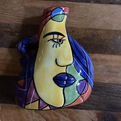 Muzeum Picasso Inspired Miniature Wall Pocket Vase Magnet Colorful Abstract Art • $18