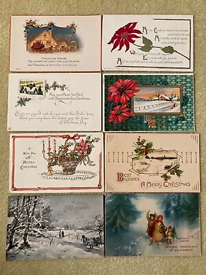 LOT OF 8 VINTAGE ANTIQUE POSTCARDS CHRISTMAS 1908-1915 In Clear Sleeves • $6.99