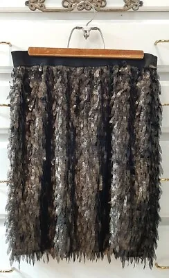 Worthington SzL Metallic Bronze Fringed Material Skirt Lined Party Glam Flapper  • $27