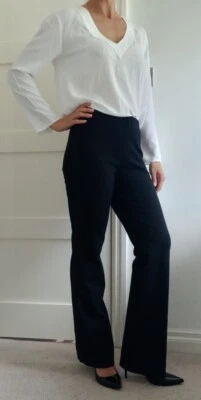 £20 • Buy RRP £75 MAC Jeans Wide Leg Trousers Jersey Flare Pants Black Size 38 / 10