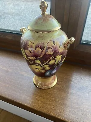 Coalport Hand Painted Fruit ~ Gold Fluted Edge Vase • £20