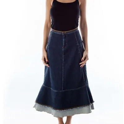Marithe Francois Girbaud Denim Skirt Womens 30 Blue Jean Distressed Pockets Y2K • $194.96
