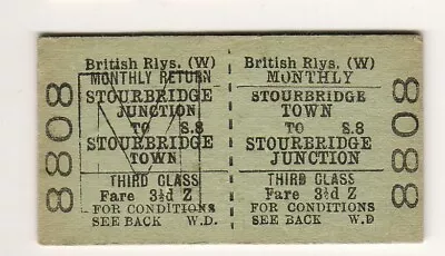Railway  Ticket BR(W) Stourbridge Town - Stourbridge Junction 1964 • £3.99