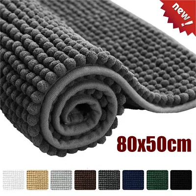 Non Slip Bath Mat Large Bathroom Rugs Water Absorbent Soft Toilet Pedestal Mats • £3.78