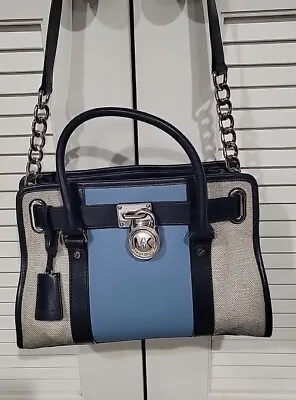 MICHAEL Michael Kors Hamilton Center Blue Stripe East West Satchel/Handbag/ Tote • $115