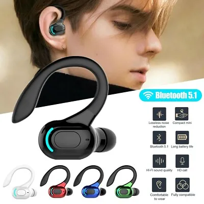 Bluetooth 5.1 Headset Wireless Earbuds Earphones Stereo Headphones Ear Hook US • $7.78