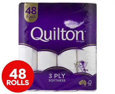 $31.99 • Buy 48x Quilton Toilet Paper Tissue Rolls Thick Soft Absorbent 3-Ply 180 Sheets