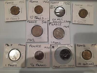 10 Coin Lot France 1951-1979 • $3.99
