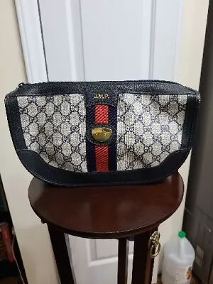 Vintage Gucci Shoulder/Crossbody Bag Sherry Line Blue PVC 0010670445 • $360