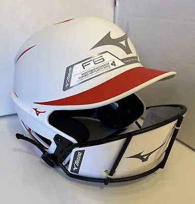 Mizuno F6 Fastpitch Softball Batting Helmet With Mask White-Red • $59.99