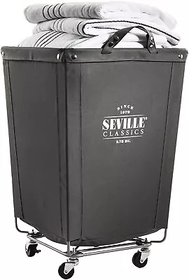 Commercial Heavy-Duty Canvas Laundry Hamper With Wheels 18.1  X 18.1  X 27 Gray • $89.99