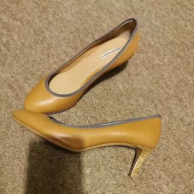 £16 • Buy GENUINE Emporio Armani Ladies Tan Leather Slip On Shoes Low Hills Size 35