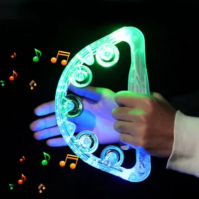 LED Light Up Sensory Toy Flashing Tambourine Shaking Party Musical Random Color • $5.65