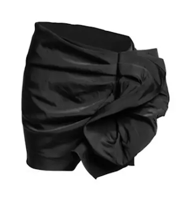 Lanvin Miniskirt BLACK Short Oversized Side Ruffle Never Worn! 2010 H&M Size 4 • $99