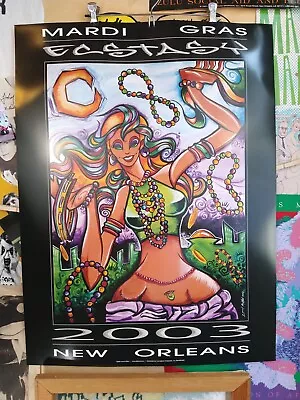 Vintage 2003 Lionel Milton New Orleans Mardi Gras Ecstasy Street Art Poster • $25
