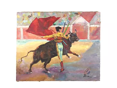 Antique Spanish Matador Bullfighting Oil Painting On Canvas Signed Gracia? • $1139.40