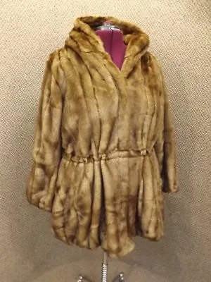 Beautiful Vogue Filet Mink Faux Fur Hooded Anorak Coat By Roamans NEW Sz 20W • $199.99