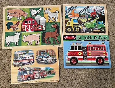 Melissa And Doug Wooden Children's Puzzles Lot Of 4 Light Up Animals Vehicles • $4