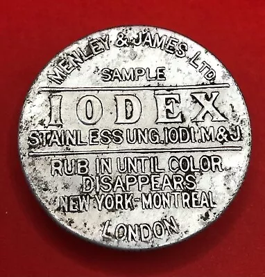 Vintage Sample Medicine Tin Menley & James IODEX Aluminum • $3.92