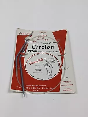 Susan Bates Knitting Needles Circlon Nylon Circular 24” Size Three 3 Vintage • $12.95