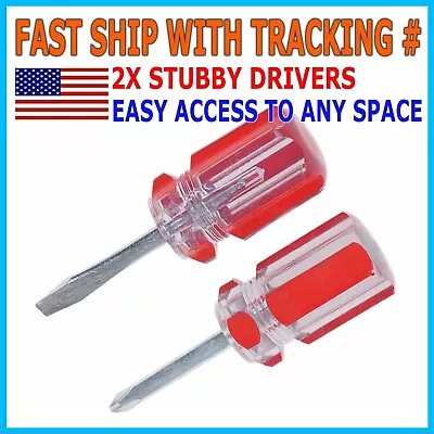 2X Small Mini Flathead Phillips Slotted Screwdriver Stubby Tight Space Tools Set • $5.99