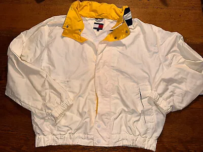 Vintage Tommy Hilfiger Jacket Full Zip Windbreaker XL Hidden Hood 90s Y2K • $27.95