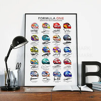 Formula One 2023 All Drivers Helmets Signed Poster Print Photo F1 Lewis Hamilton • £29.99