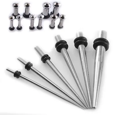 Stainless STEEL Micro Ear Taper Kit +Tunnel Set 16G-6G Gauges Expanders • $10.99
