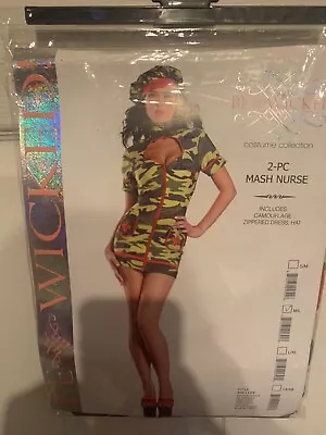 NWOT Be Wicked Mash Army Nurse Costume Adult Size M/L Camouflage Dress & Hat • $29.99