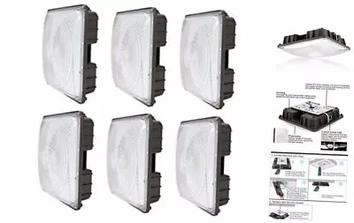 6 Pack LED Canopy Area Light - 250W HID/M.H. Equivalent - Bronze - 60W 6-Pack • $507.71