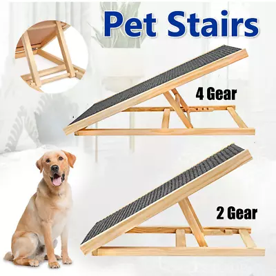 Wooden Adjustable Pet Ramp Folding Portable Ramp Perfect For Dog Cat To Car Sofa • $39.95