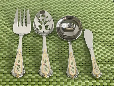 Lenox HOLIDAY Stainless 18/8 Japan Holly Emblem Gold Accent Choice Flatware B23G • $38.85
